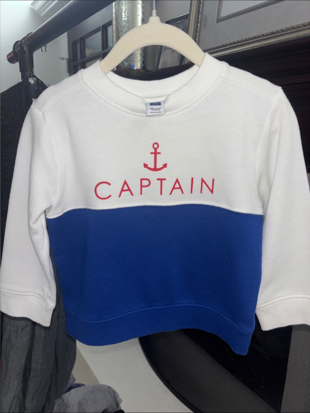 Janie and Jack Red, White & Blue & ‘Captain’ Anchor Sweatshirt